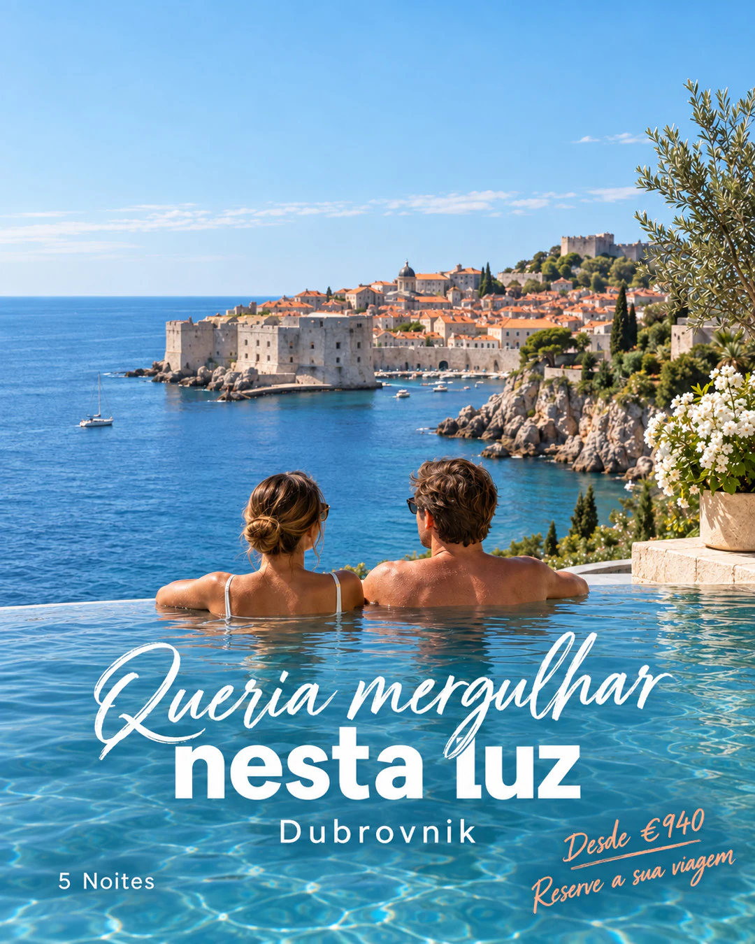 Old town by the sea in Dubrovnik: an ad made by TourixAI