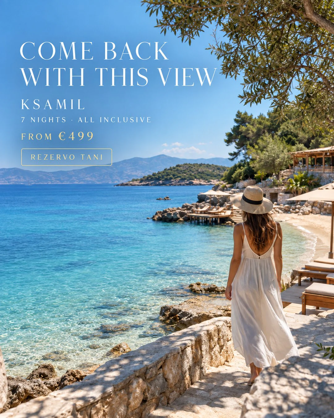 All-inclusive by the sea in Ksamil: an ad made by TourixAI