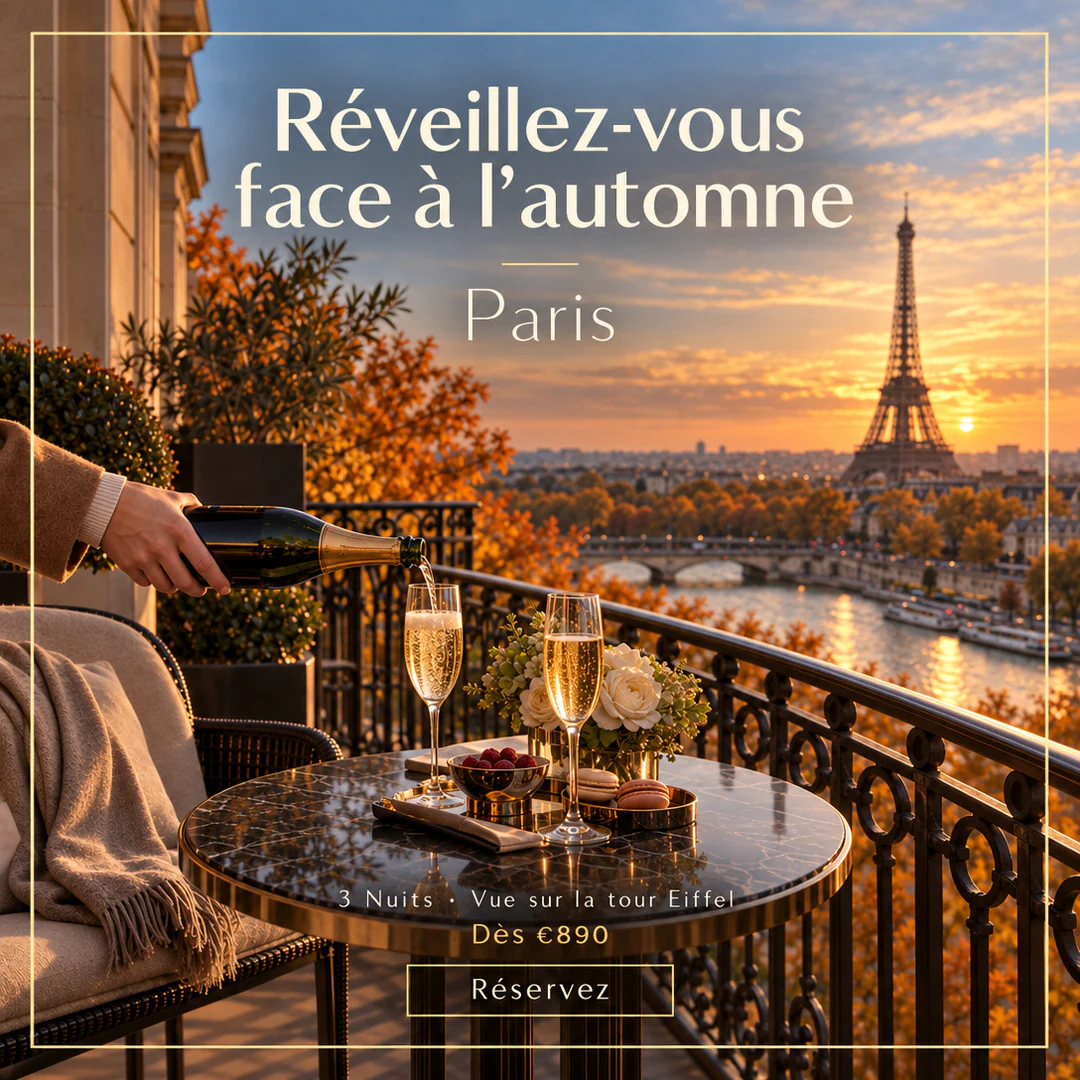 Hotel with an Eiffel Tower view in Paris: an ad made by TourixAI