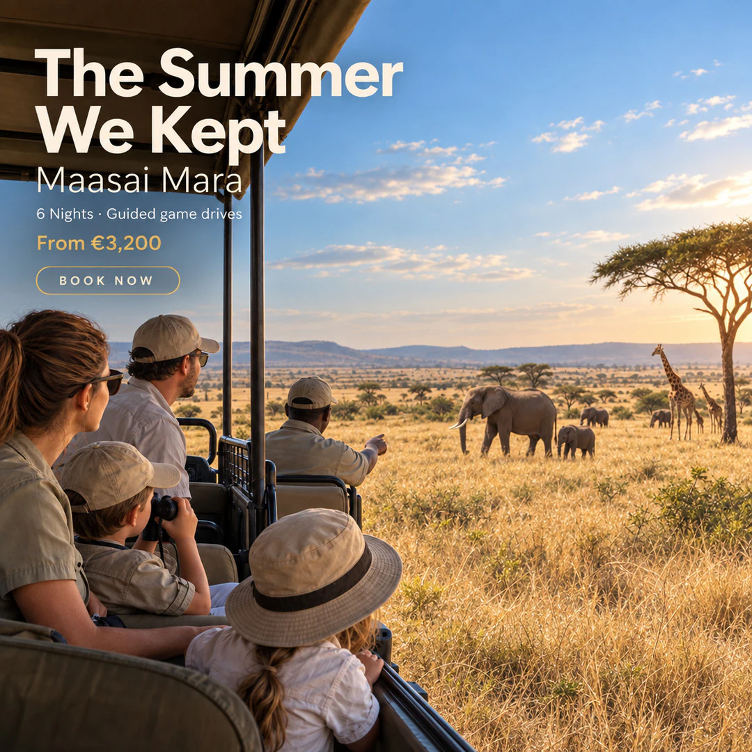 Family safari in Maasai Mara: an ad made by TourixAI